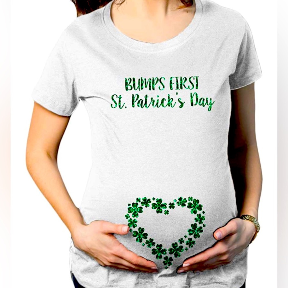 Maternity Bumps First Saint St Patricks Day T Shirt 🍀